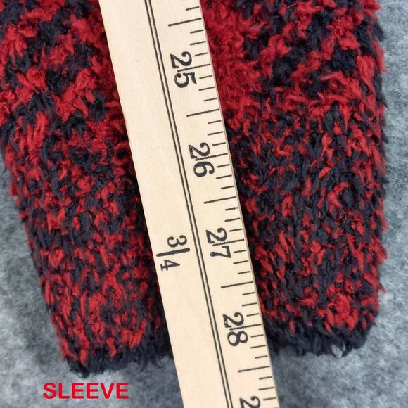 SKIMS Buffalo Plaid Fuzzy Knit Sweater 2X Red Black Cozy Oversized Soft - Picture 6 of 11